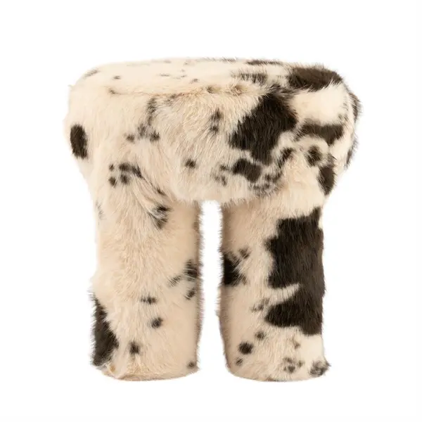Pouf Cowy ø40x43cm motif vache – By Boo