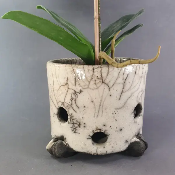 Pot en grès – idéal pour une orchidée -cuisson raku